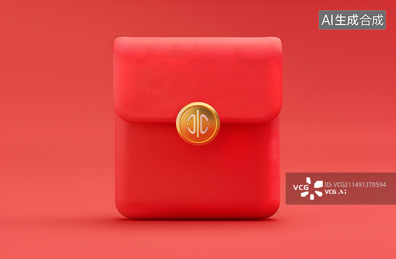 【AI数字艺术】3D插图中国红包孤立在红色背景图片素材