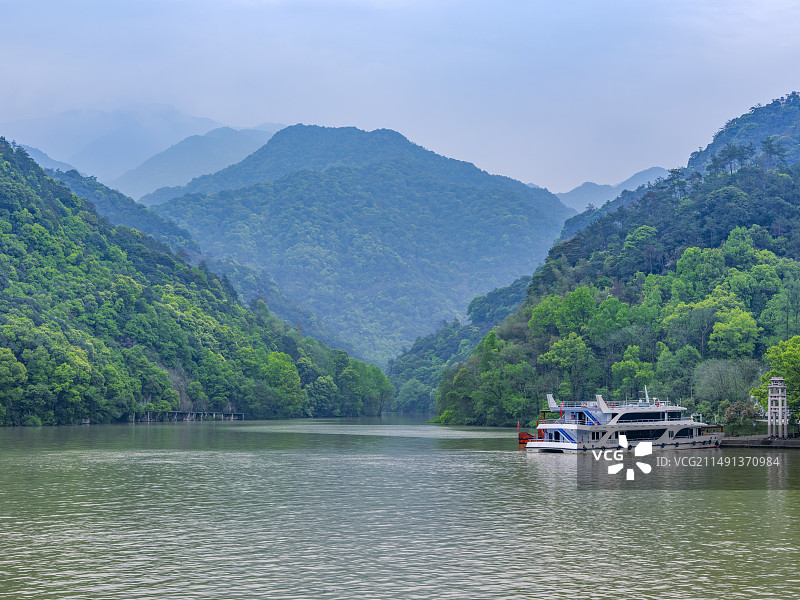 元代画家黄公望《富春山居图》桐庐境内段实景山水图片素材