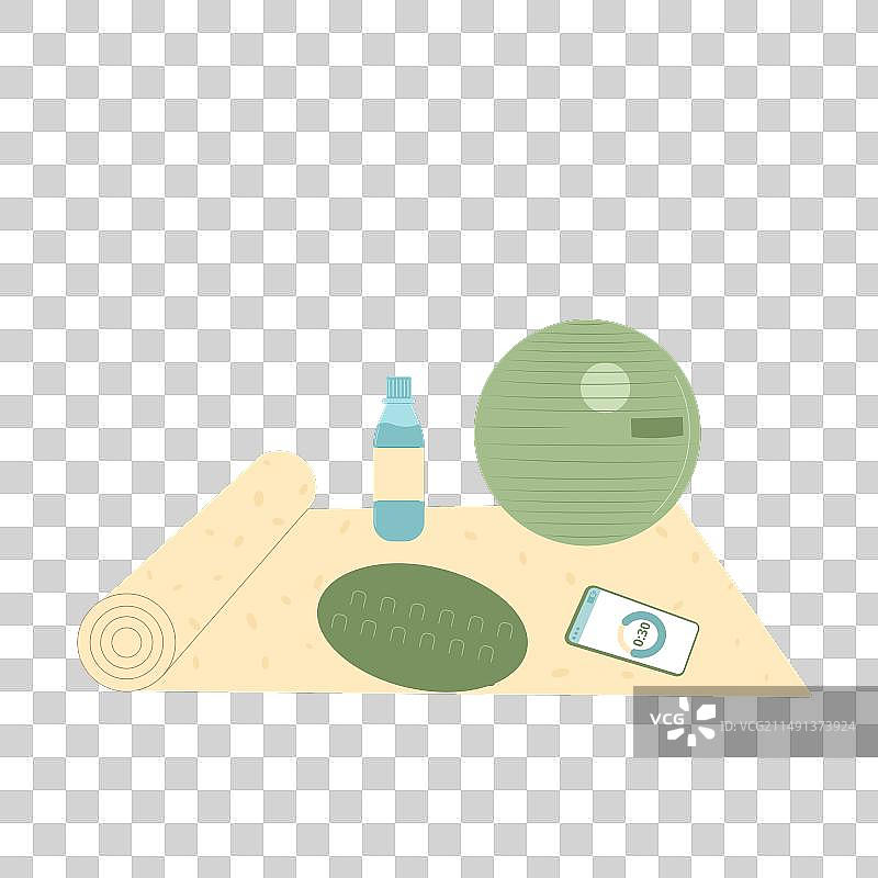 瑜伽垫、泡沫轴和健身球图片素材