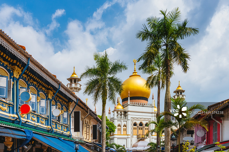 新加坡，苏丹回教堂，伊斯兰清真寺，建于1824年，地标建筑，甘榜格南，Masjid Sultan图片素材
