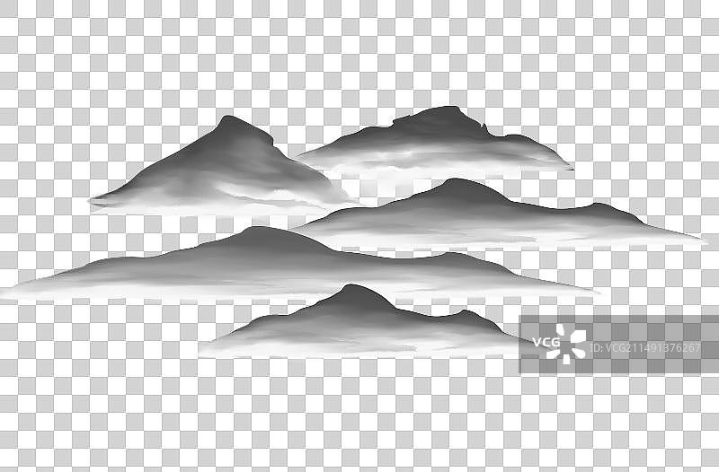 黑色山水装饰画水墨画素材元素图片素材