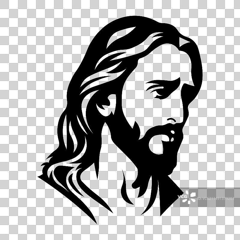 白色背景上的黑色耶稣图标图片素材