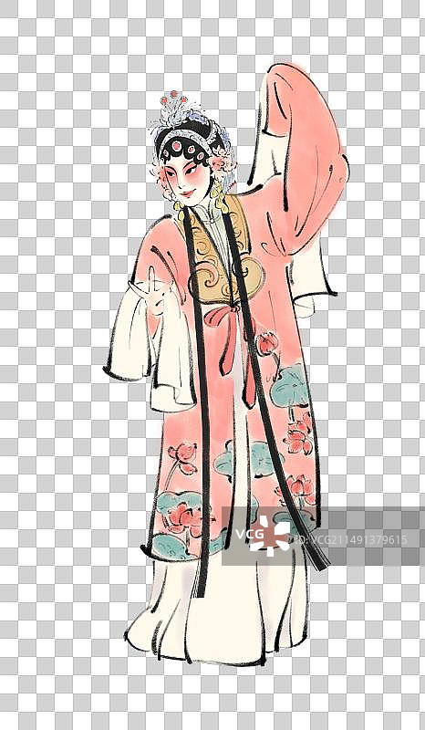 手绘国风传统戏曲京剧青衣花旦人物插画图片素材