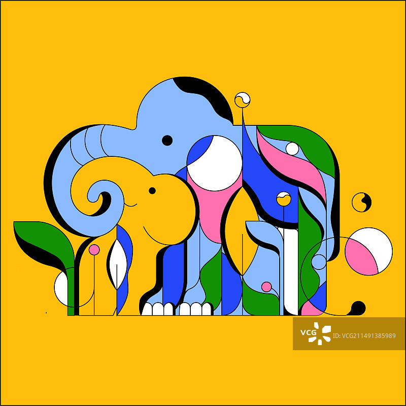 同捉大象插画图片素材