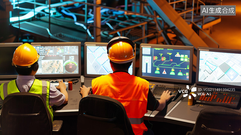 【AI数字艺术】在矿业控制室中的工程师图片素材