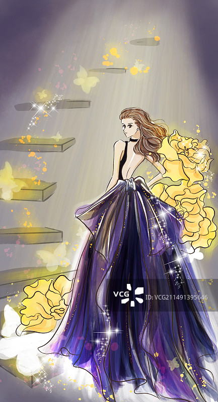 华丽蜕变穿礼服的女人图片素材