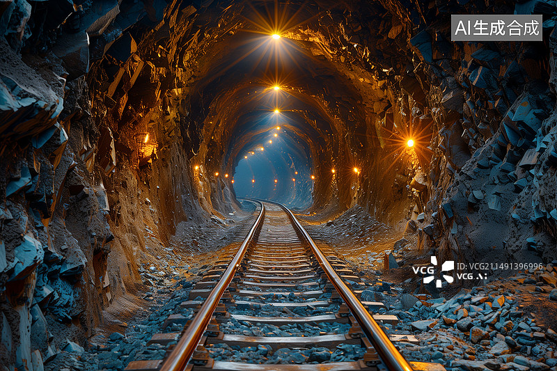 【AI数字艺术】地下作业的矿井图片素材