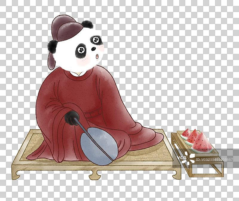 熊猫雅士户外纳凉图片素材