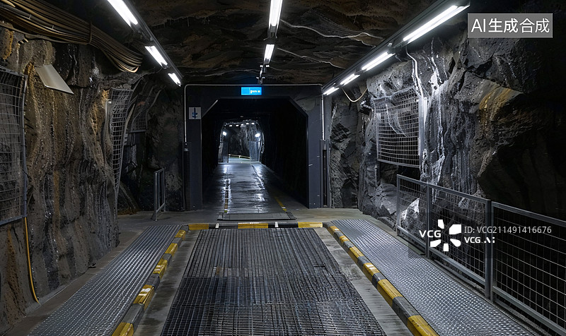 【AI数字艺术】无人的矿井隧道图片素材