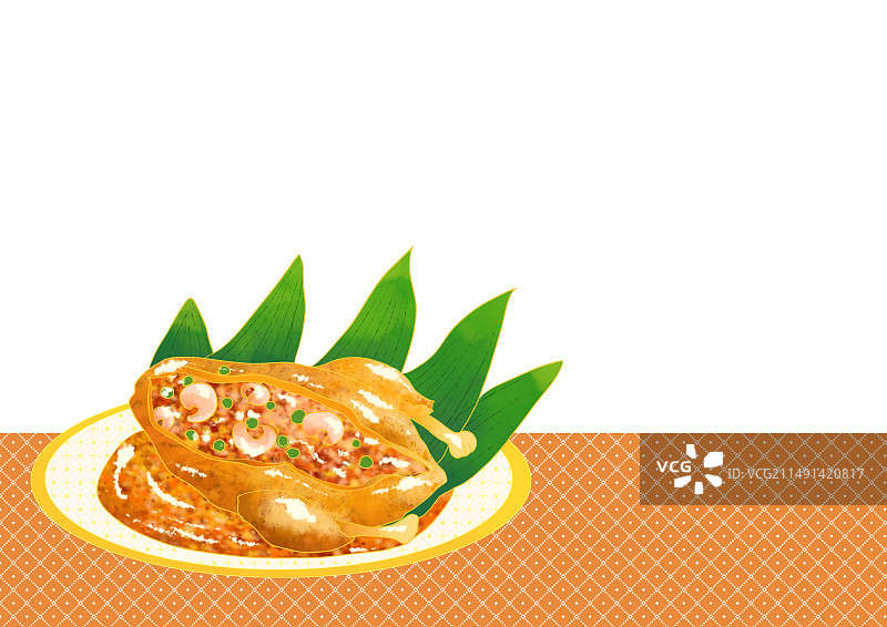 国风国潮美食小吃插画八宝鸭图片素材