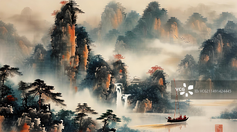 水墨山水画图片素材