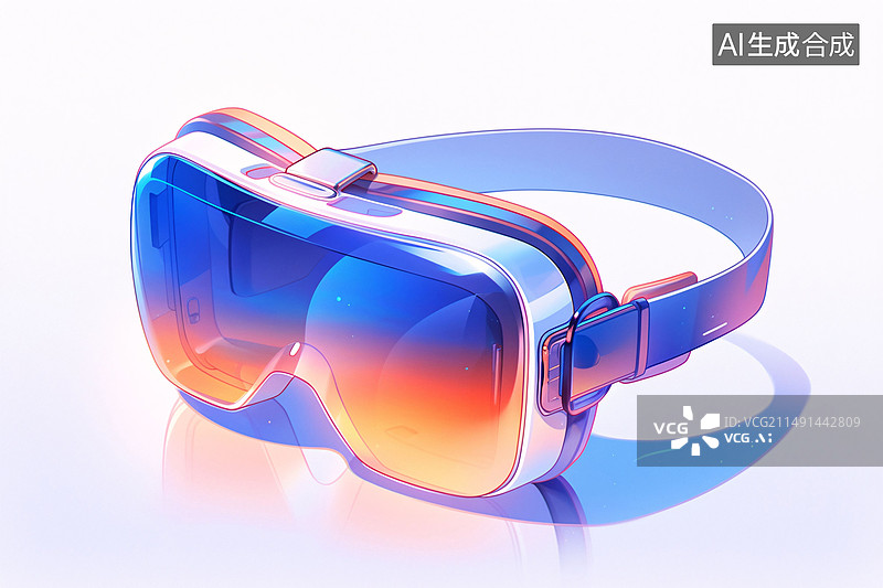 【AI数字艺术】卡通VR眼镜3D渲染插画，虚拟现实未来科技元宇宙概念背景图片素材