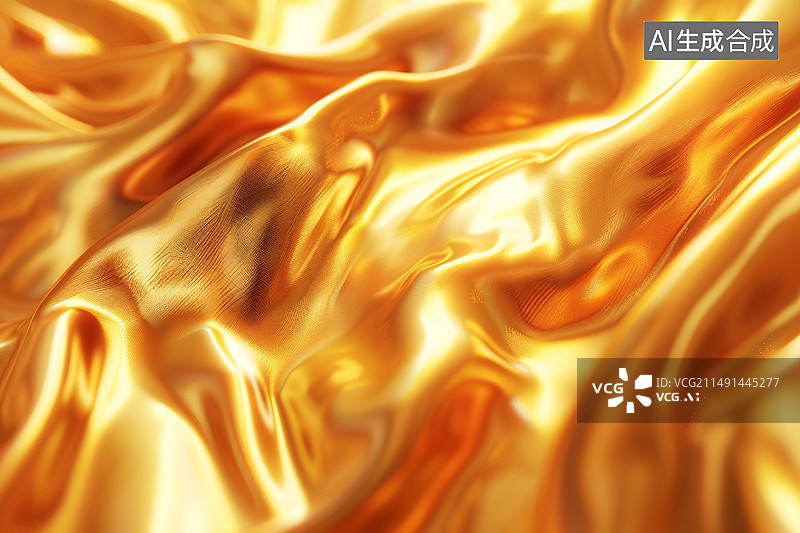 【AI数字艺术】金色皱巴巴的黄金纹理，闪亮的金箔纹理金色背景图片素材