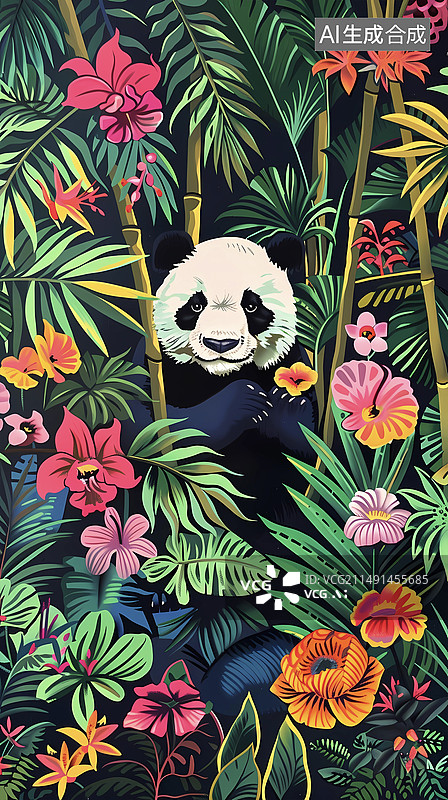 【AI数字艺术】多彩手绘动物插画图片素材