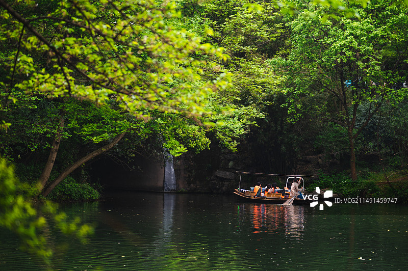 西湖景区手划船乌龟潭线路图片素材