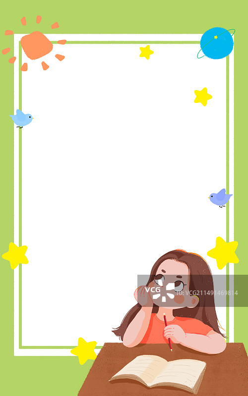 手绘可爱边框告示通知手抄报插画4图片素材