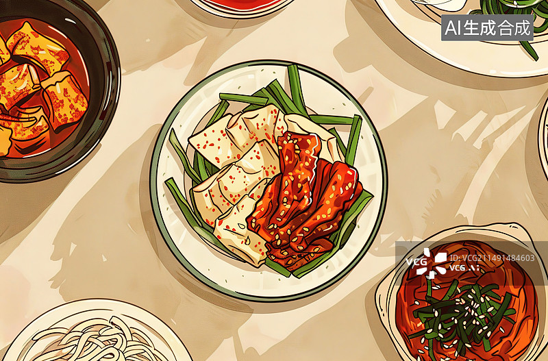 【AI数字艺术】就在桌子上食物的正上方图片素材