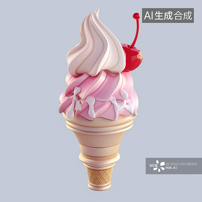 【AI数字艺术】蓝色背景下冰淇淋的特写镜头图片素材