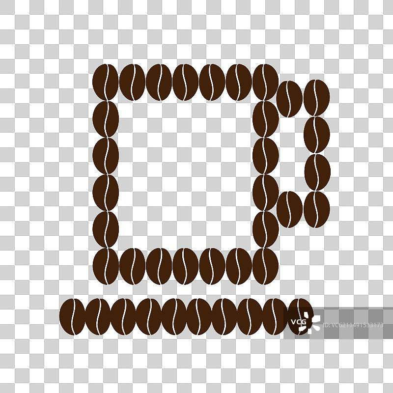 咖啡豆咖啡杯轮廓图片素材