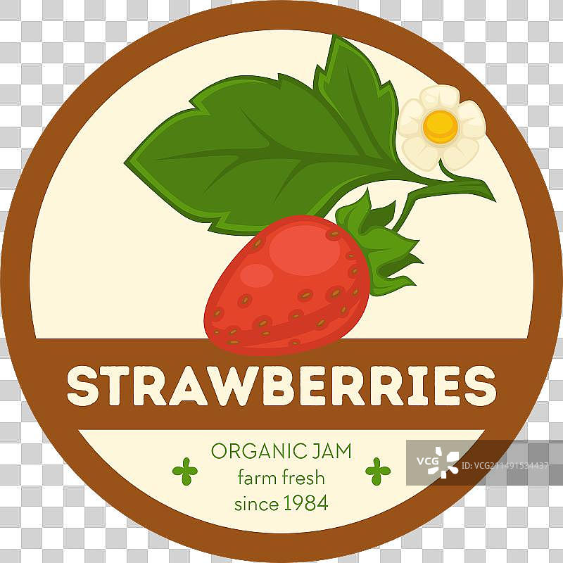 农场新鲜有机草莓酱标签或标志图片素材