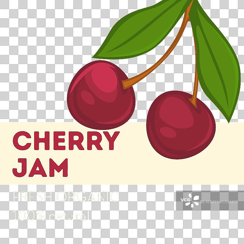 新鲜天然有机樱桃酱产品标志图片素材
