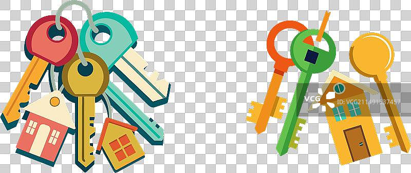 彩色钥匙组合图形图片素材