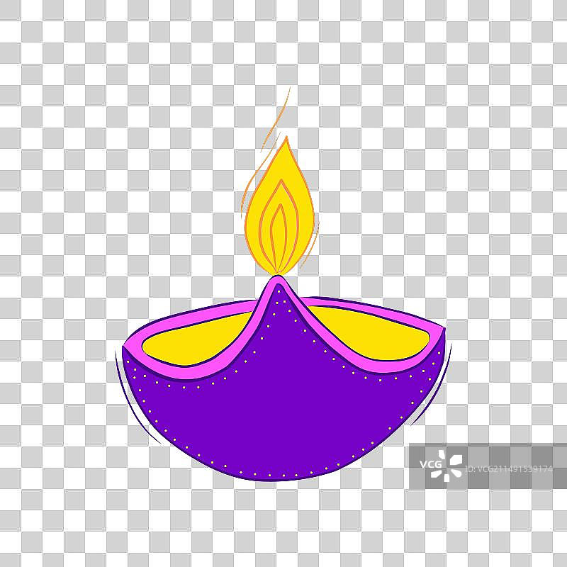 彩色燃烧的油灯装饰元素图片素材