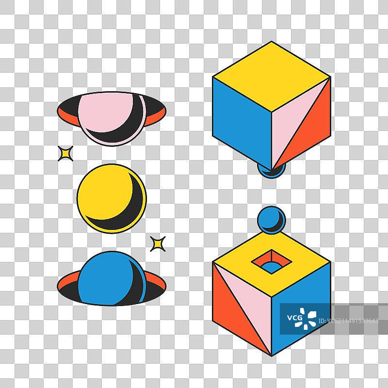 迷幻几何元素球体和立方体图片素材