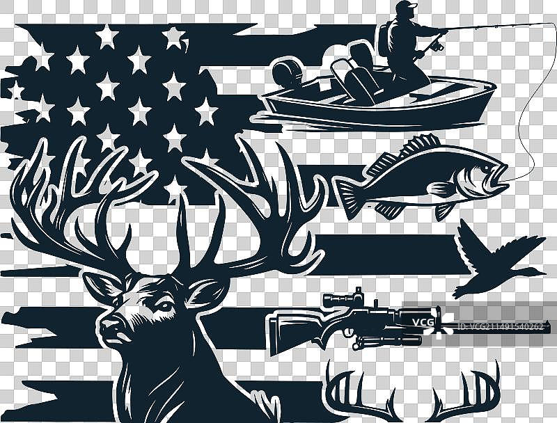 美国国旗钓鱼SVG狩猎图片素材