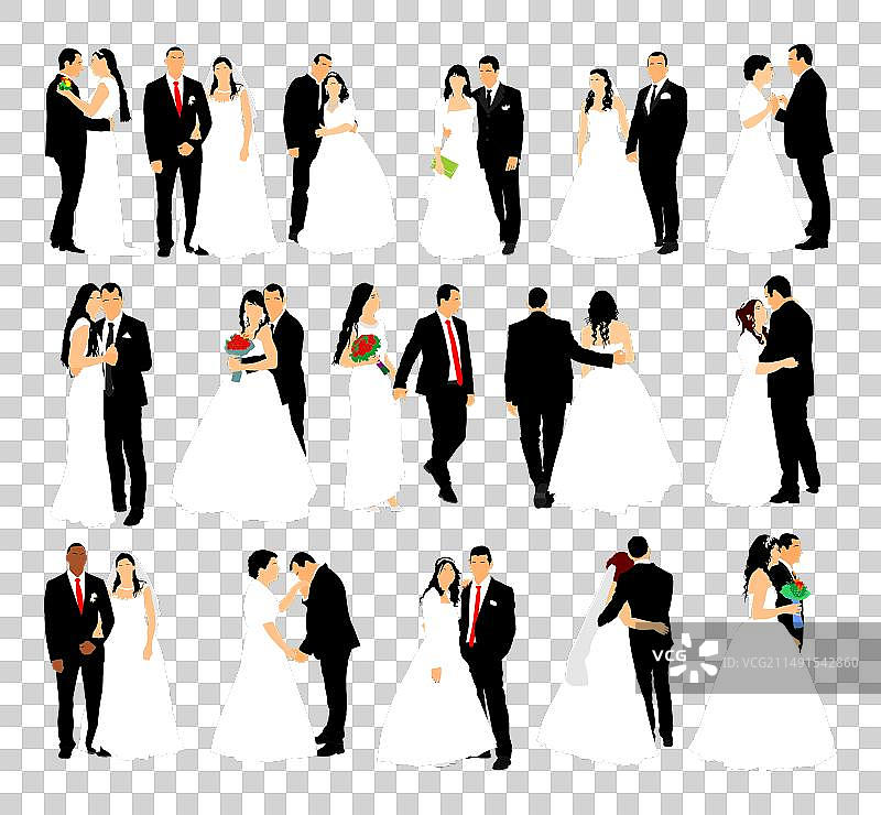 穿着礼服和西装的新郎和新娘婚礼日图片素材