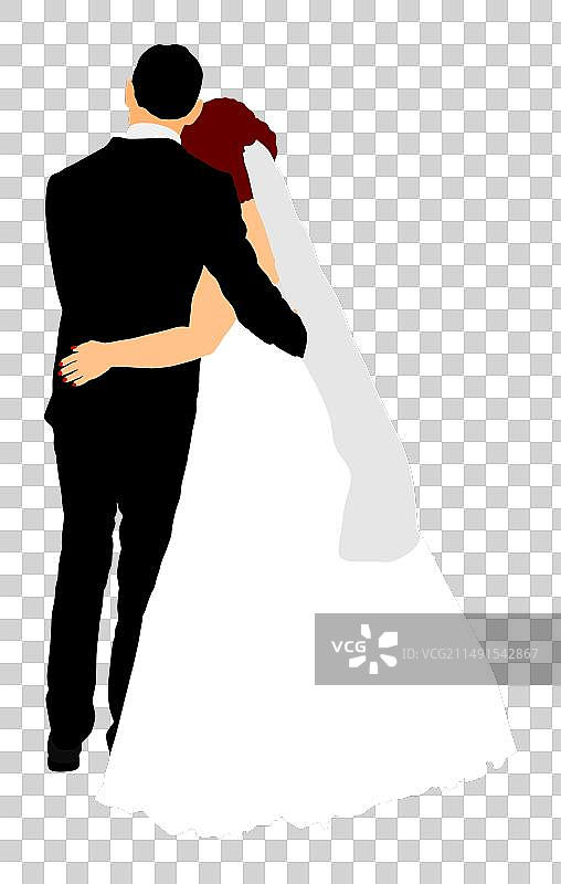 穿着礼服和西装的新郎和新娘婚礼日图片素材