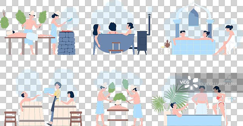 在桑拿浴室或蒸汽浴室放松身心图片素材