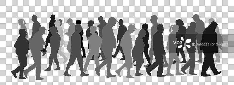 行走的人群剪影图片素材