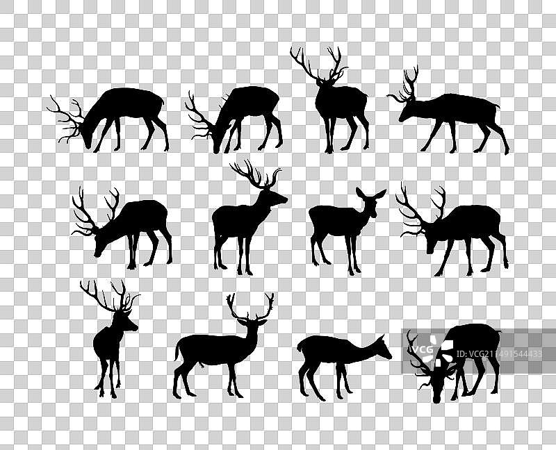 红色鹿剪影素材图片素材