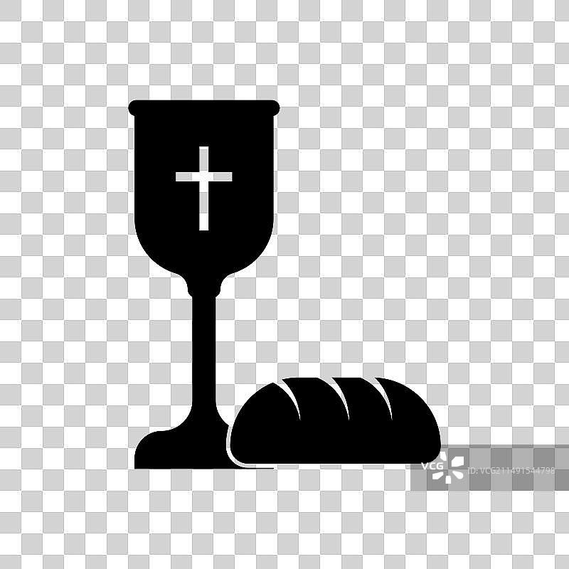 圣餐面包和圣杯轮廓剪影图片素材