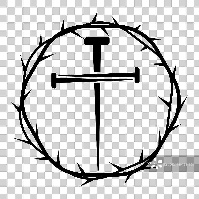 环绕十字架的荆棘冠图片素材