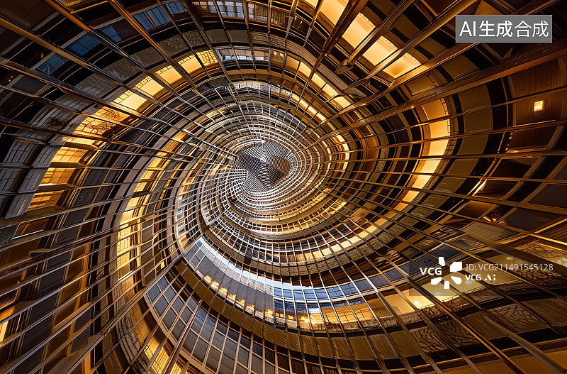 【AI数字艺术】金色现代建筑曲线插画图片素材