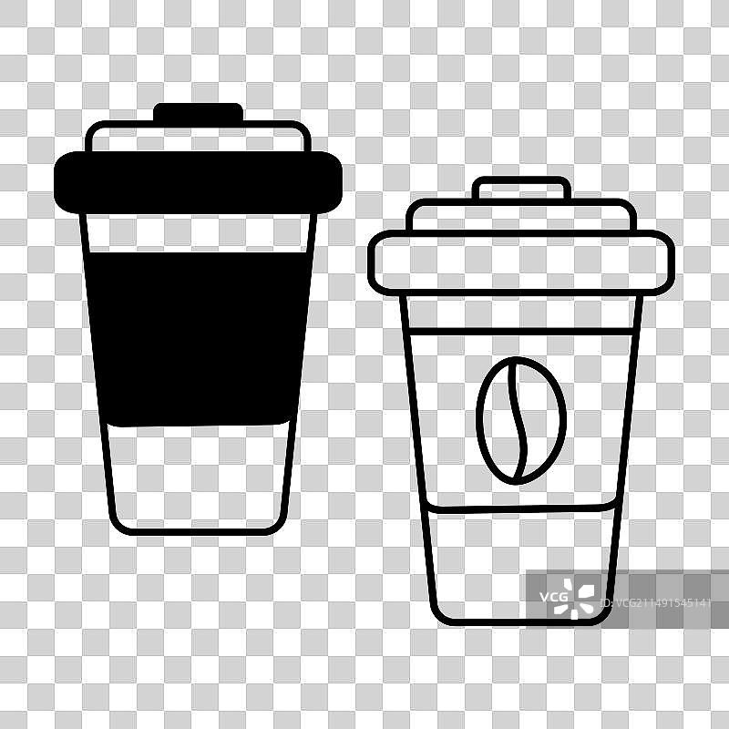 一次性外卖咖啡杯轮廓图图片素材