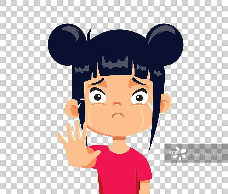 不开心的女孩做停止手势图片素材