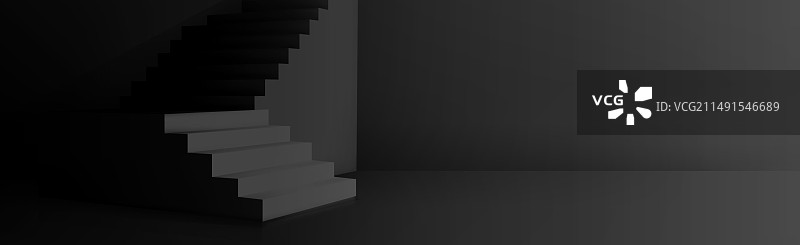 黑色背景上的逼真3D楼梯图片素材