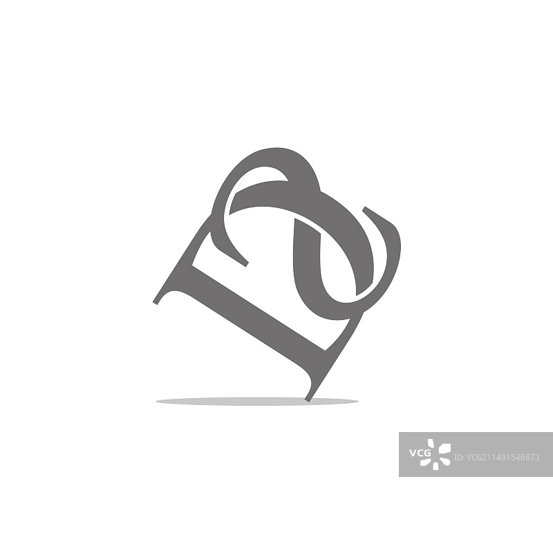 字母DN 3D扁平曲线标志图片素材