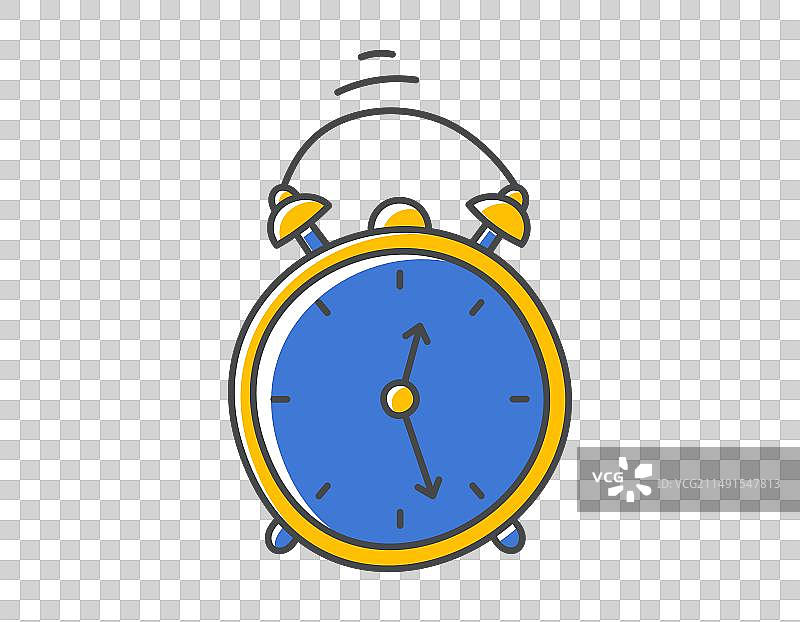 复古闹钟的孤立线条涂鸦符号图片素材