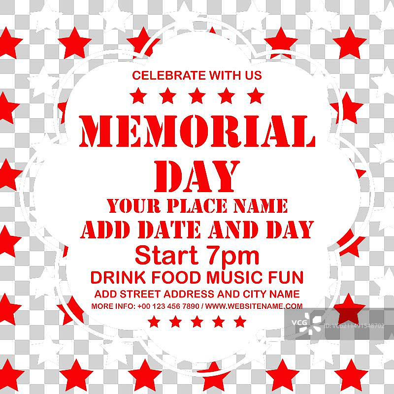 阵亡将士纪念日派对宣传单海报设计图片素材