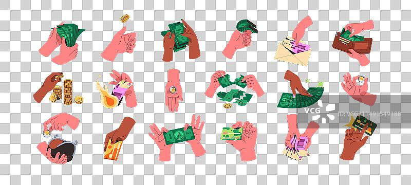 手持现金和金币图片素材