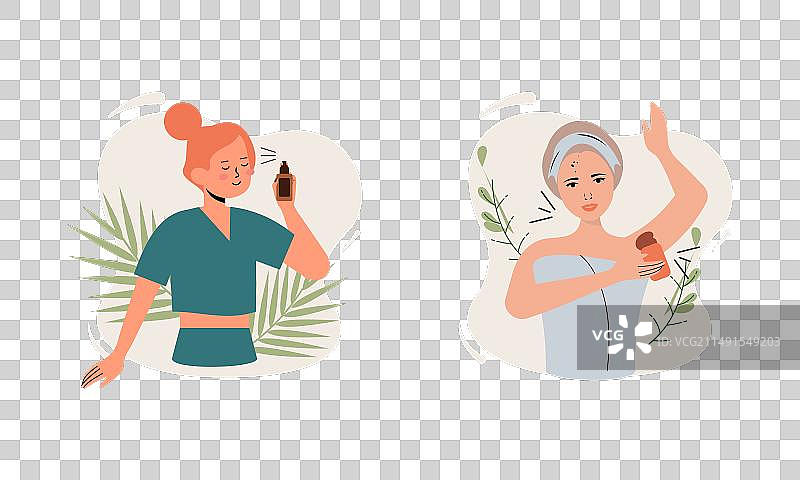 女性在家享受护肤流程图片素材
