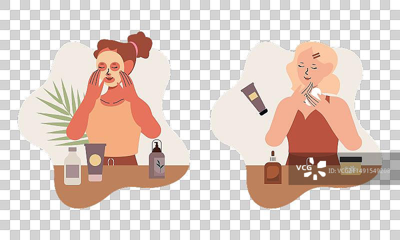 女性在家享受护肤流程图片素材