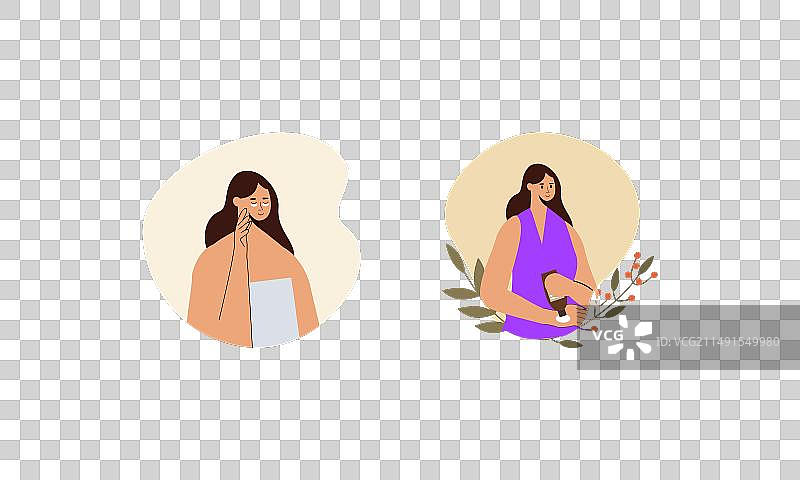 女性在家享受护肤流程图片素材