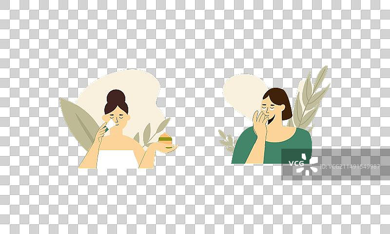 女性在家享受护肤流程图片素材
