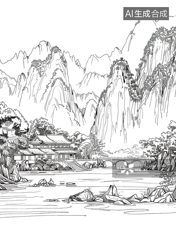 【AI数字艺术】在山上的一个孩子和一个的女人图片素材