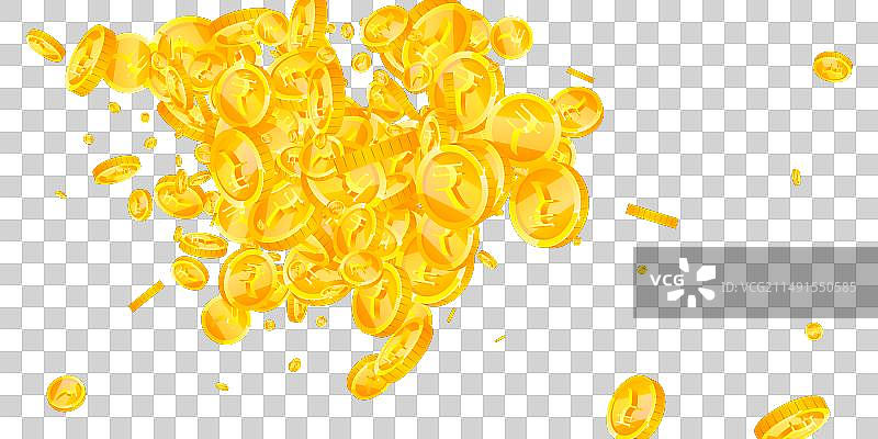 散落的印度卢比硬币图片素材